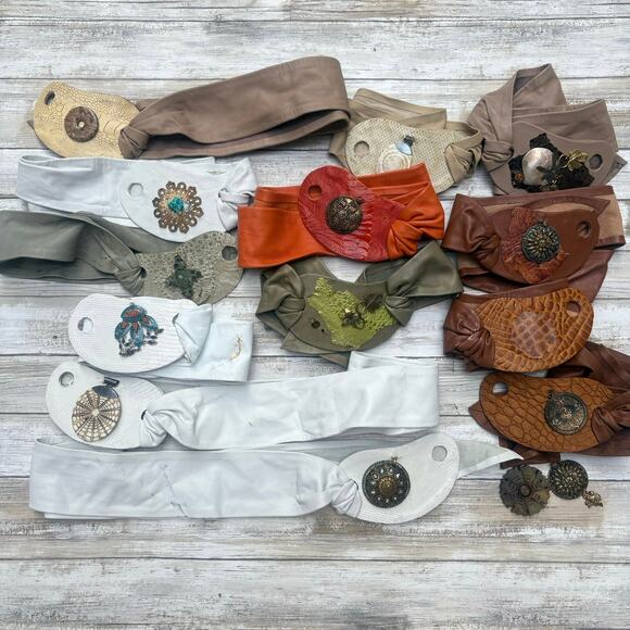 Lot of Craft Supplies Materials Leather Belt Strips Charms Pendants Multicolor - Picture 2 of 10